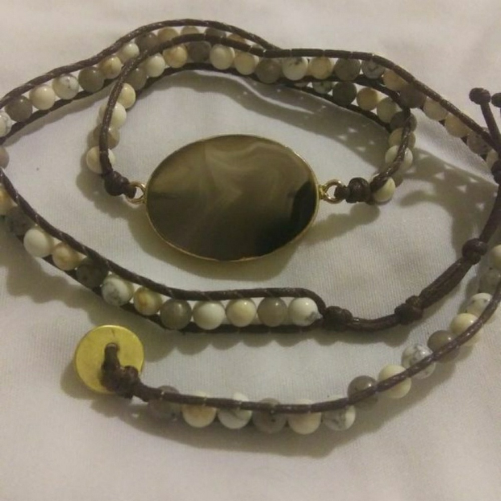 Natural Purple Amethyst stone,wrap bracelet, Handmade